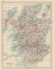 SCOTLAND. Counties. Undersea Telegraph cables. JOHNSTON 1901 old antique map