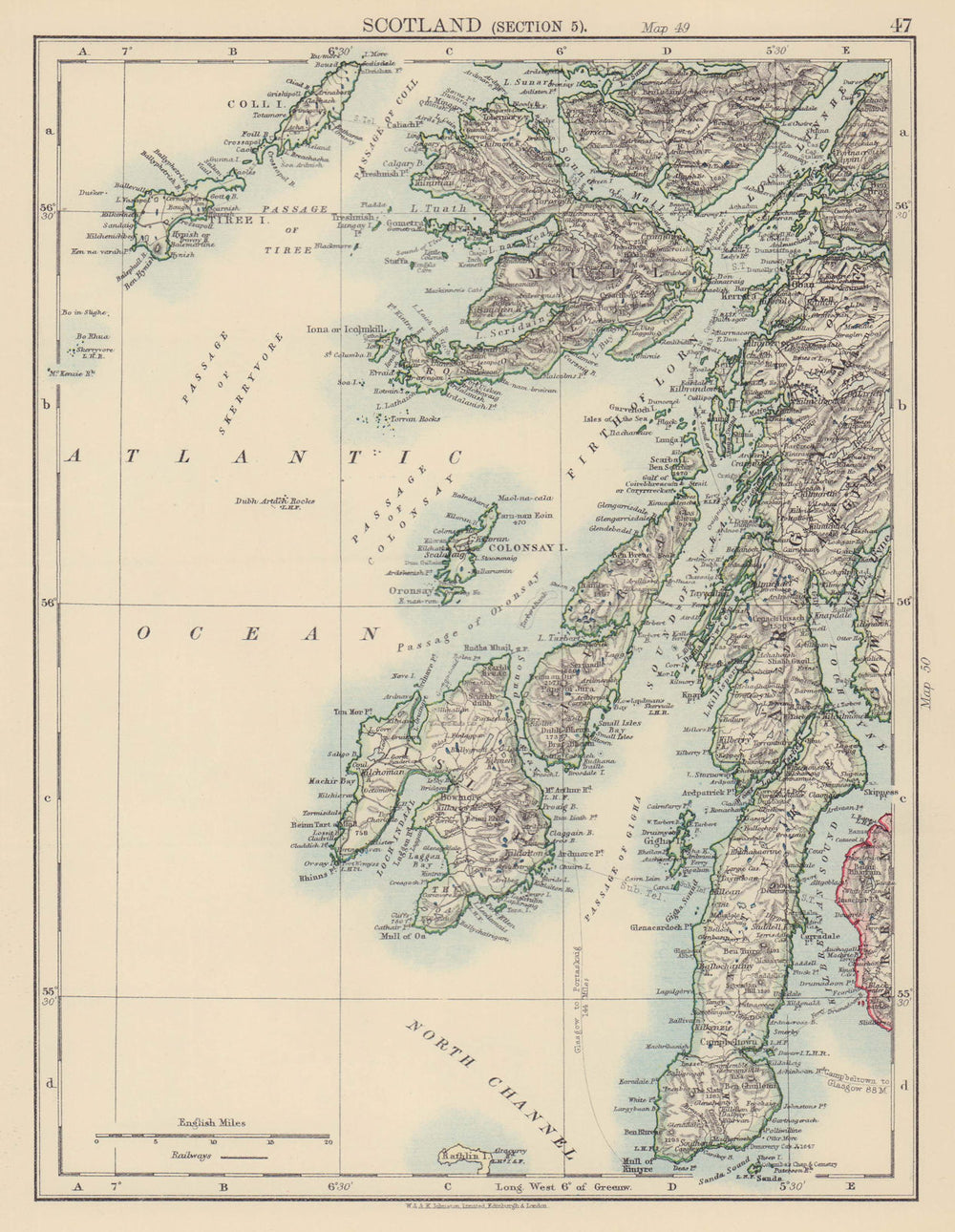 ARGYLL & BUTE. Inner Hebrides. Islay Jura Mull Kintyre Coll Tiree 1901 old map
