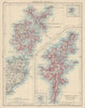 SCOTLAND. Orkney & Shetland Islands Caithness Pentland Firth. JOHNSTON 1901 map