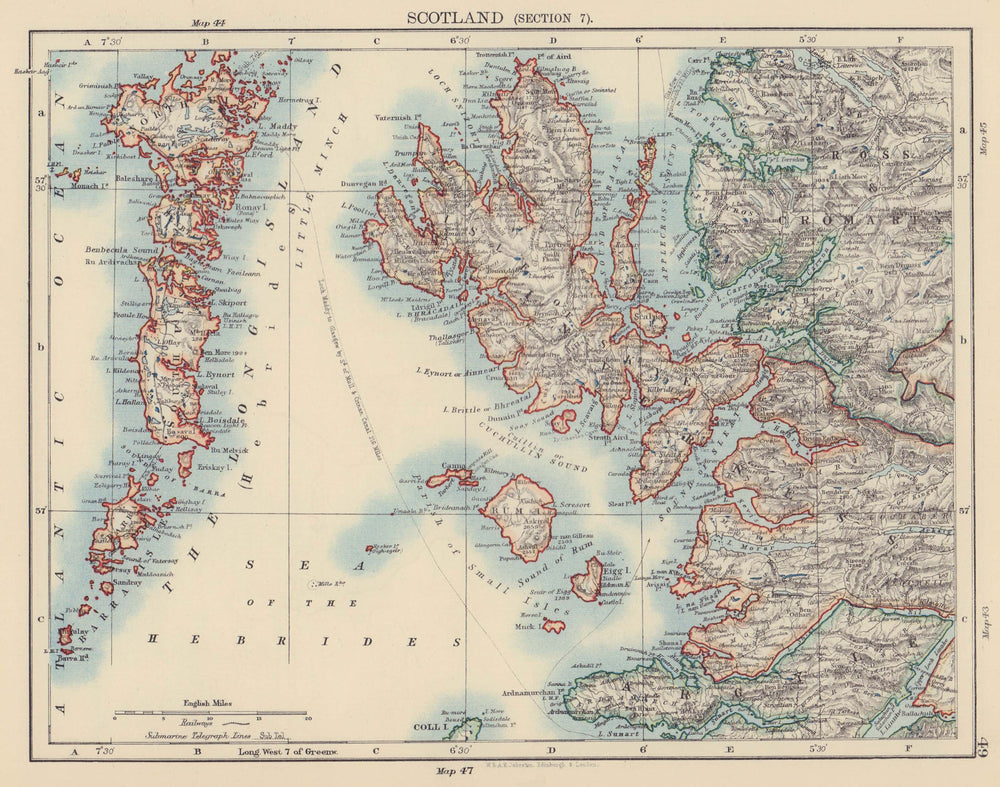 HEBRIDES. Skye North South Uist Barra Rum Inverness-shire. JOHNSTON 1901 map