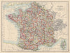 FRANCE. German Alsace & Lorraine. Undersea Telegraph cables. JOHNSTON 1901 map