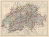 SWITZERLAND. Shows cantons & railways. Alps. Italian lakes.  1901 old map