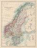 SCANDINAVIA Sweden Norway. Railways Undersea Telegraph cables. JOHNSTON 1901 map