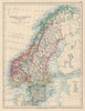 SCANDINAVIA Sweden Norway. Railways Undersea Telegraph cables. JOHNSTON 1901 map