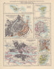 SCANDINAVIAN CITIES. Copenhagen Stockholm Christiania (Oslo) . JOHNSTON 1901 map