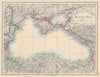 BLACK SEA. Russia Turkey Crimea Romania Bulgaria Kutais. JOHNSTON 1901 old map