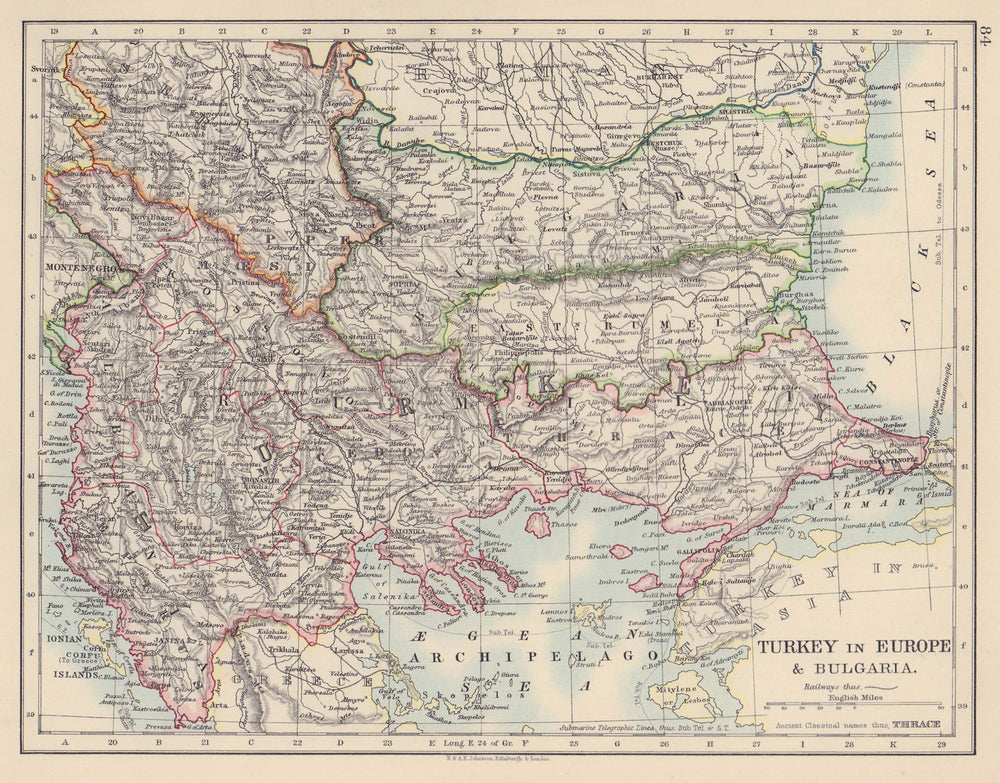 TURKEY IN EUROPE & BULGARIA. Rumili East Rumelia Balkans. JOHNSTON 1901 map