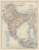 BRITISH INDIA. Burma Nepal Bhutan Ceylon(Sri Lanka). E Indies. JOHNSTON 1901 map