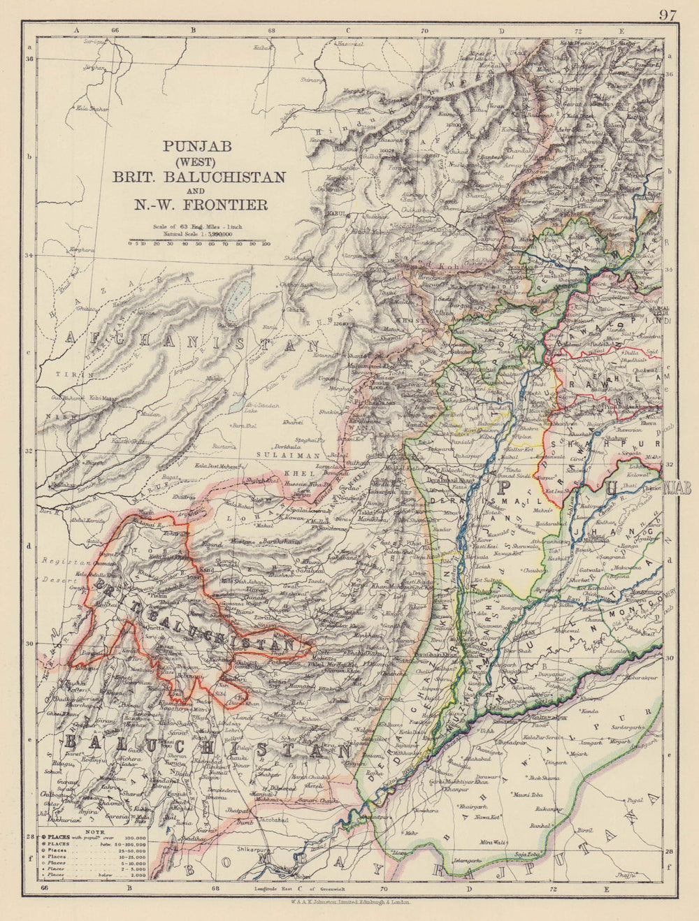 BRITISH INDIA NW. Punjab Baluchistan NW Frontier. Pakistan. Railways 1901 map