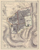 JERUSALEM city plan showing Christian Armenian Jewish & Muslim quarters 1901 map