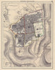 JERUSALEM city plan showing Christian Armenian Jewish & Muslim quarters 1901 map