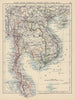 INDOCHINA. Siam Thailand IC. Cambodia Anam Tong-King Cochinchina 1901 old map