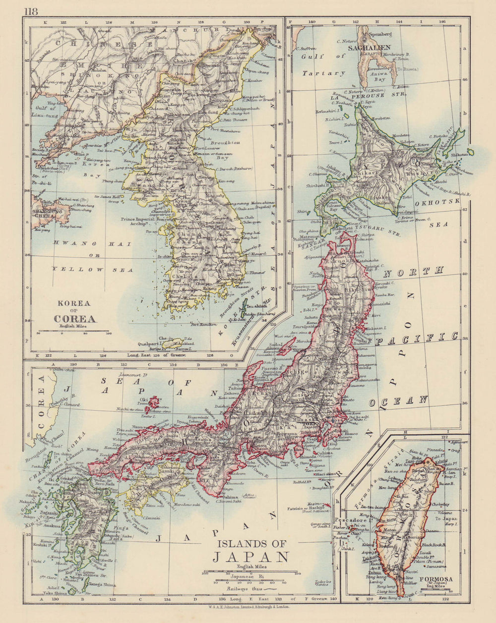 KOREA JAPAN FORMOSA TAIWAN. Hachijo penal settlement. JOHNSTON 1901 old map