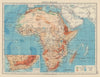 AFRICA PHYSICAL. Relief ocean depths rivers. JOHNSTON 1901 old antique map