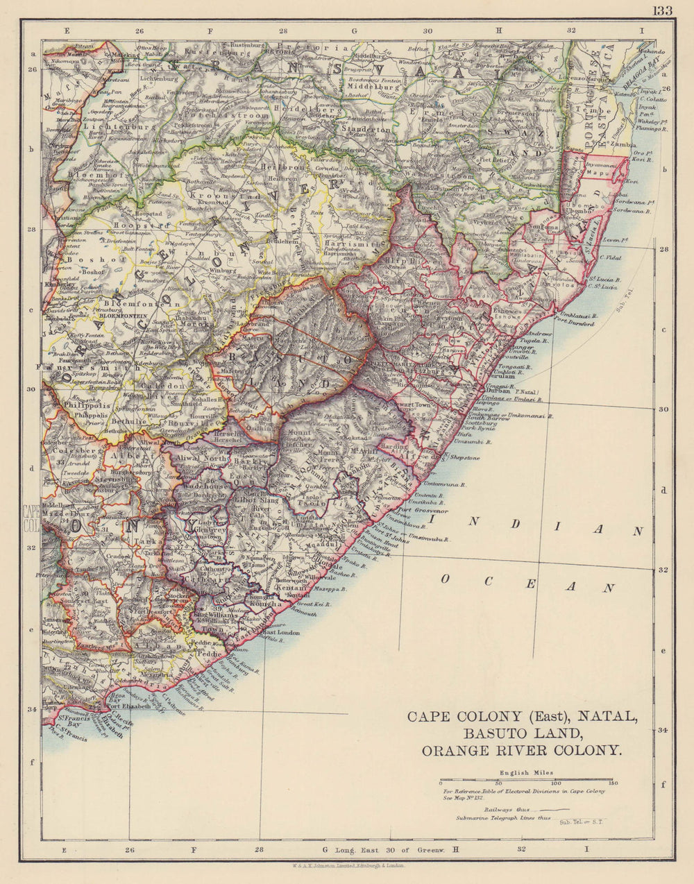 COLONIAL EASTERN CAPE. Cape Colony Natal Lesotho Orange River Colony 1901 map