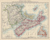 CANADA MARITIME PROVINCES. New Brunswick Nova Scotia Newfoundland 1901 old map