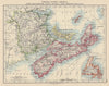 CANADA MARITIME PROVINCES. New Brunswick Nova Scotia Newfoundland 1901 old map