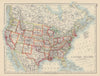 USA. United States showing states and railroads. JOHNSTON 1901 old antique map