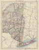 NEW YORK STATE EAST. with counties railroads. NYC Long Island. JOHNSTON 1901 map