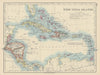 WEST INDIA ISLANDS. Caribbean Lucayas Bahamas Caribbee Cuba. JOHNSTON 1901 map