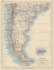 PATAGONIA Argentina/Chile Andes Cordillera disputed border. JOHNSTON 1901 map