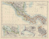 CENTRAL AMERICA. Panama & Nicaragua Canals. Lima Costa Rica. JOHNSTON 1901 map