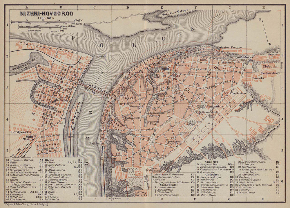 Nizhny Novgorod town/city plan. Russia. Nishnij-Nowgorod. BAEDEKER 1914 map
