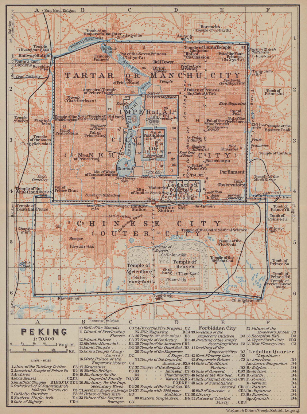Peking Beijing town/city plan. China. BAEDEKER 1914 old antique map chart