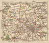 West Midlands road map. Birmingham Kidderminster Wolverhampton. BACON c1920