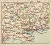 Dorset coast road map. Poole Weymouth Bournemouth Swanage. BACON c1920 old