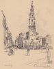 St. Clement Danes church, Strand, Westminster 1904 old antique print picture