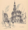 St. Mary-le-Strand church, Westminster 1904 old antique vintage print picture