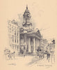 St. George's church Hanover Square, Westminster 1904 old antique print picture