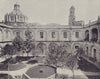 The courtyard of a house, in Mexico City. STODDARD 1895 old antique print