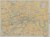 Tube and Tramway map of London. Underground 1920 old antique plan chart