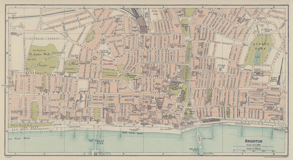 BRIGHTON town city plan. Sussex 1920 old antique vintage map chart