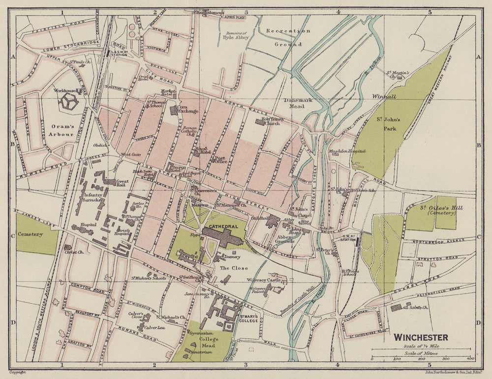 WINCHESTER town city plan. Hampshire 1920 old antique vintage map chart