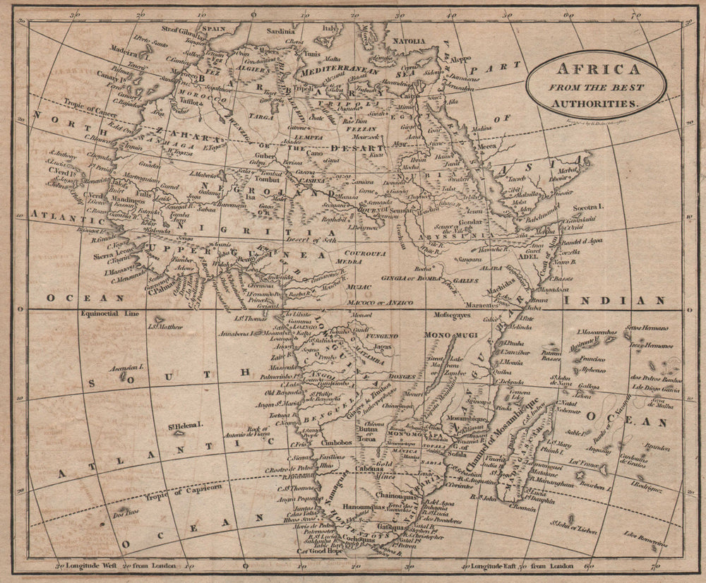 Africa from the best authorities by Richard Brookes 1812 old antique map chart