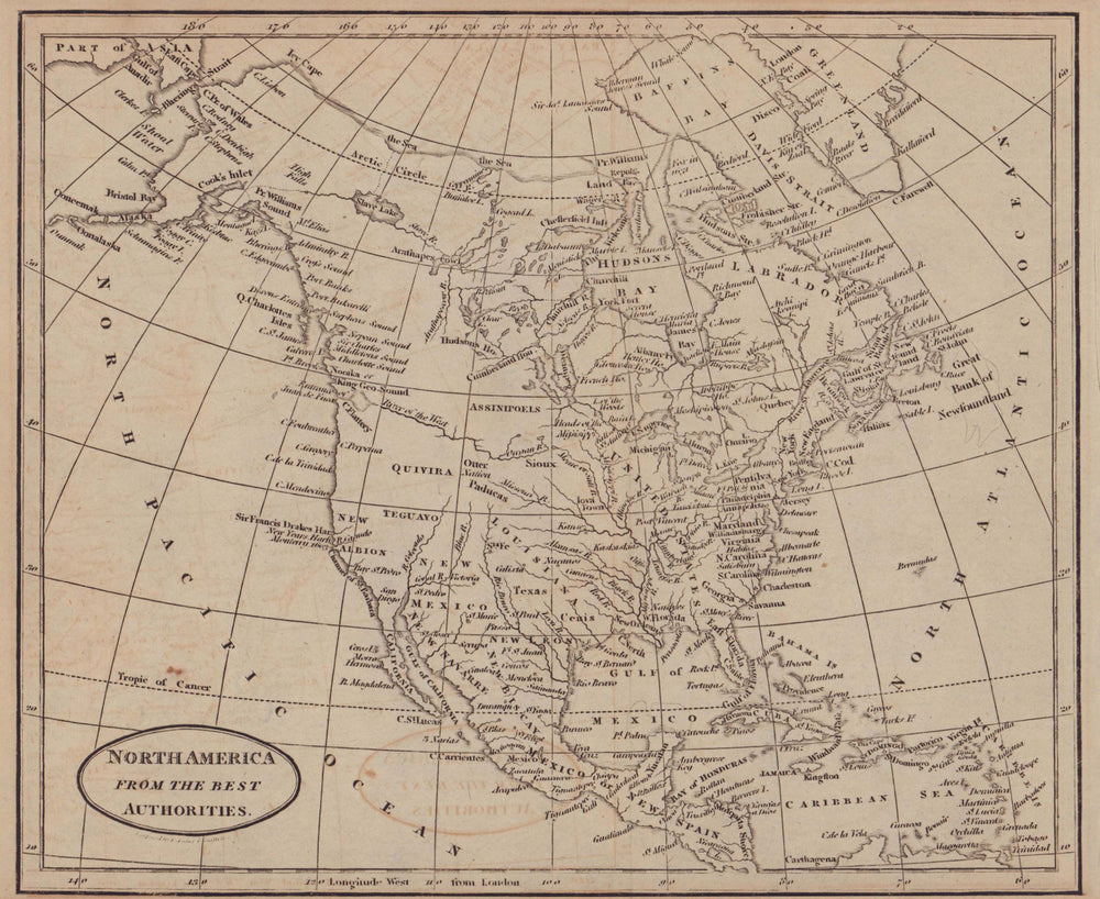 North America from the best authorities by Richard Brookes 1812 old map