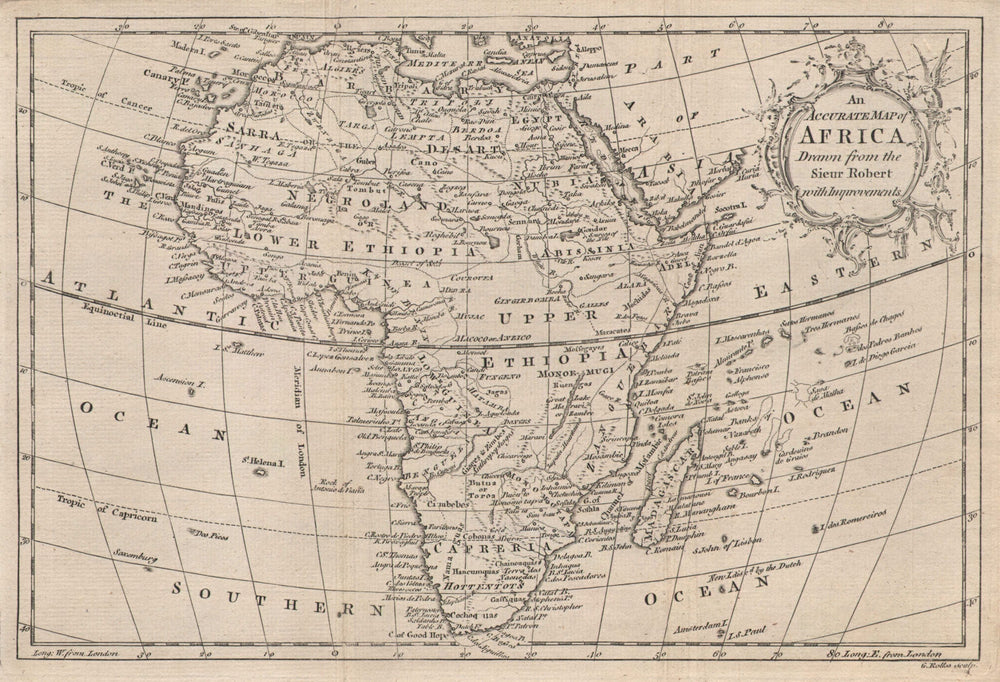An accurate map of Africa drawn from the Sieur Robert… ROLLOS 1766 old