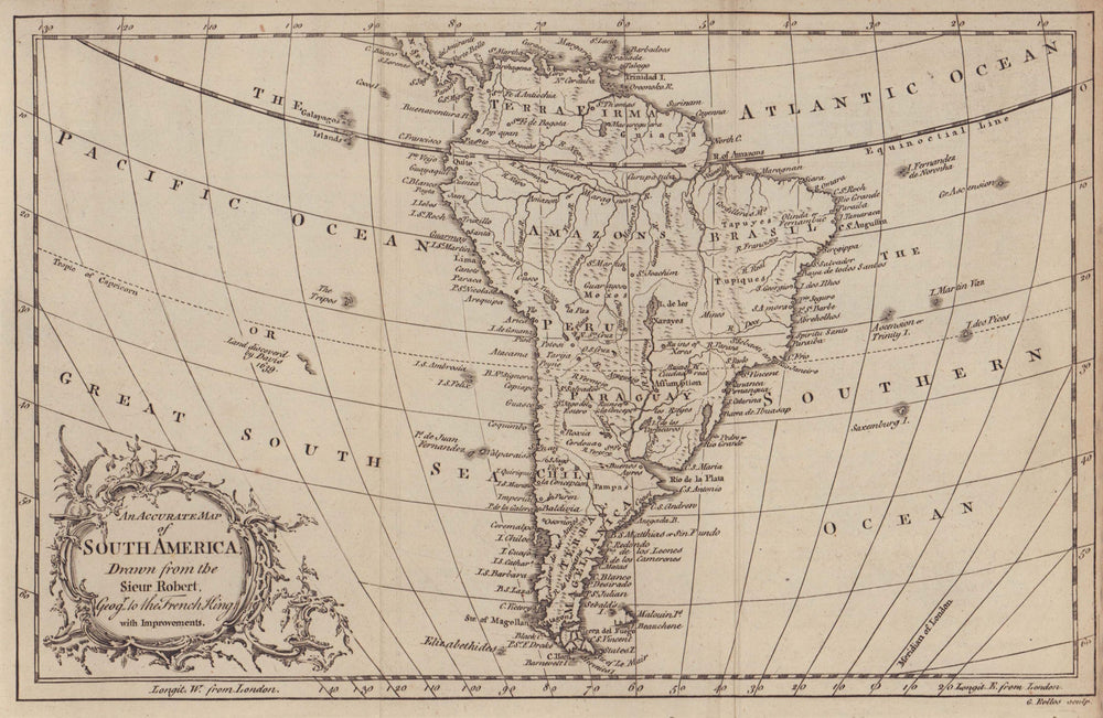 An accurate map of South America drawn from the Sieur Robert… ROLLOS 1766