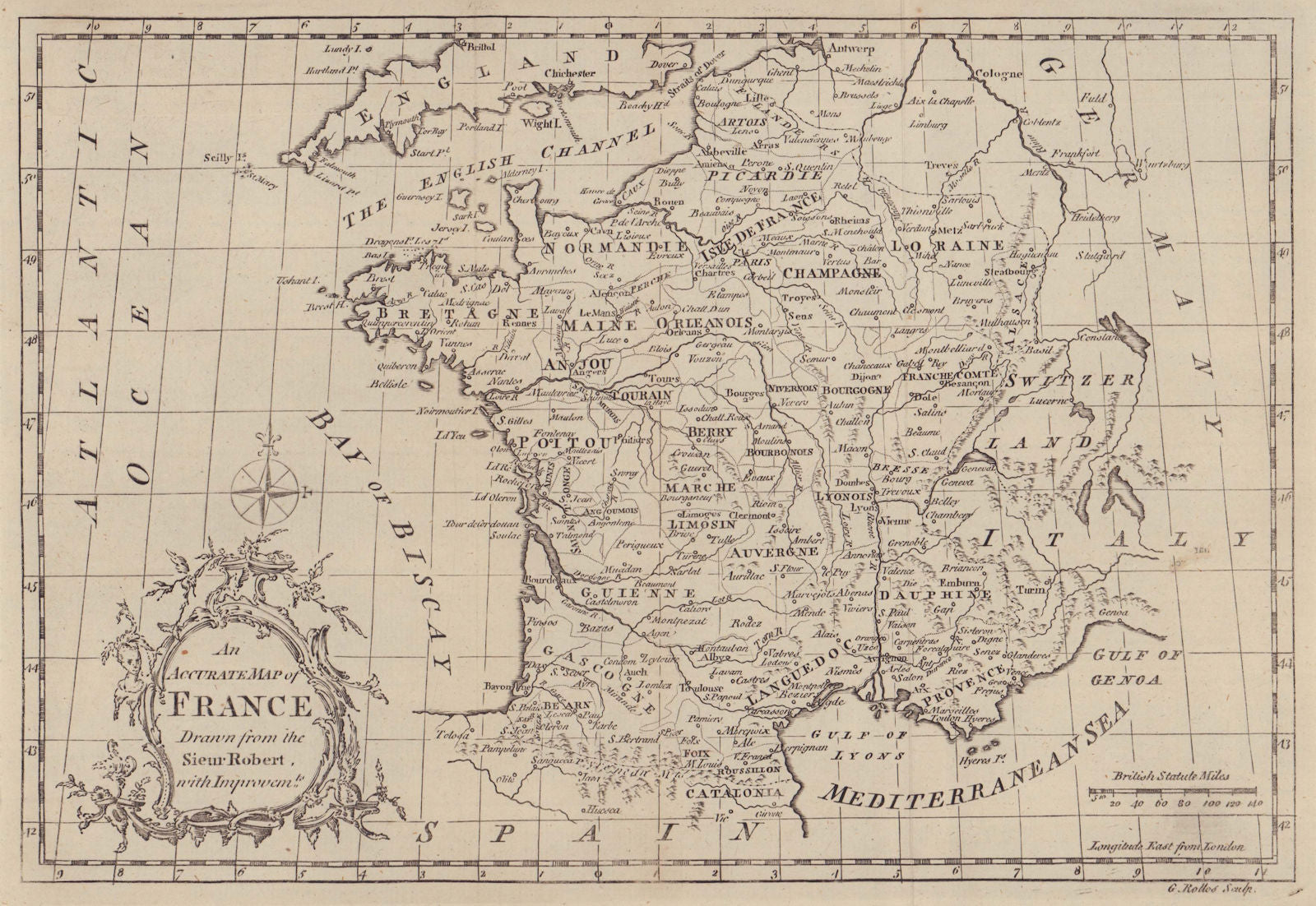 An accurate map of France drawn from the Sieur Robert… ROLLOS 1766 old ...