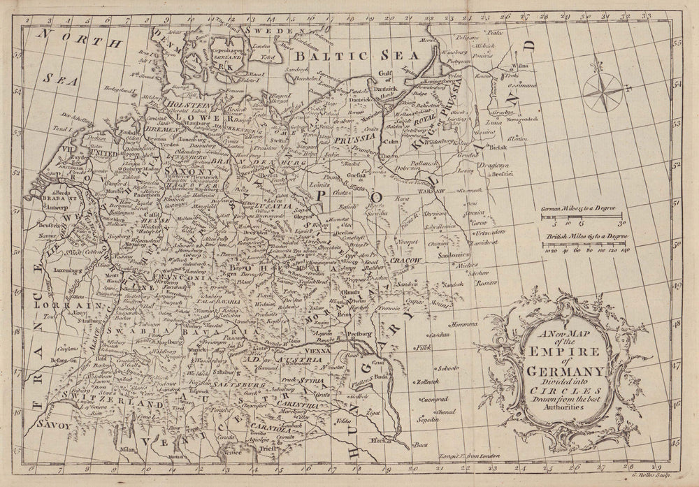 A new map of the Empire of Germany divided into Circles… ROLLOS 1766 old