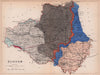 COUNTY DURHAM antique geological county map by James Reynolds 1864
