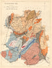 SHROPSHIRE antique geological county map by James Reynolds 1864