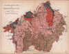 WARWICKSHIRE & WORCESTERSHIRE antique geological county map. James Reynolds 1864