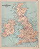 Railway Map of British Isles. Coalfields in pink. BARTHOLOMEW 1893 old