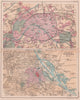 Environs of Paris & Vienna. City sketch plans. BARTHOLOMEW 1893 old map