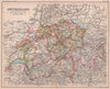 Switzerland in cantons. BARTHOLOMEW 1893 old antique vintage map plan chart
