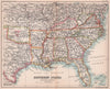 Southeastern USA. Indian Territory. ARTHOLOMEW 1893 old antique map plan chart